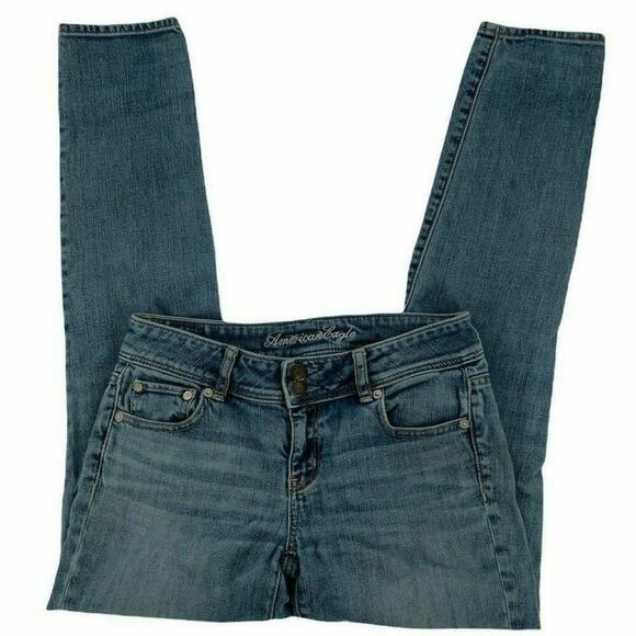 American Eagle Outfitters Womens Blue Stretch Skinny Leg Denim Jeans Size 2 - Picture 3 of 7